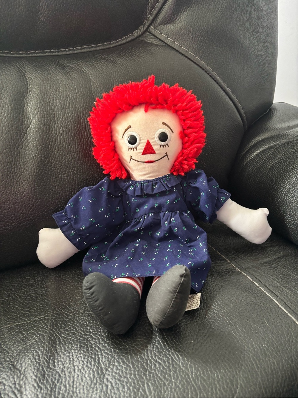 Red-Haired Rag Doll Plush in Navy Dress - Cuddly Kids Toy